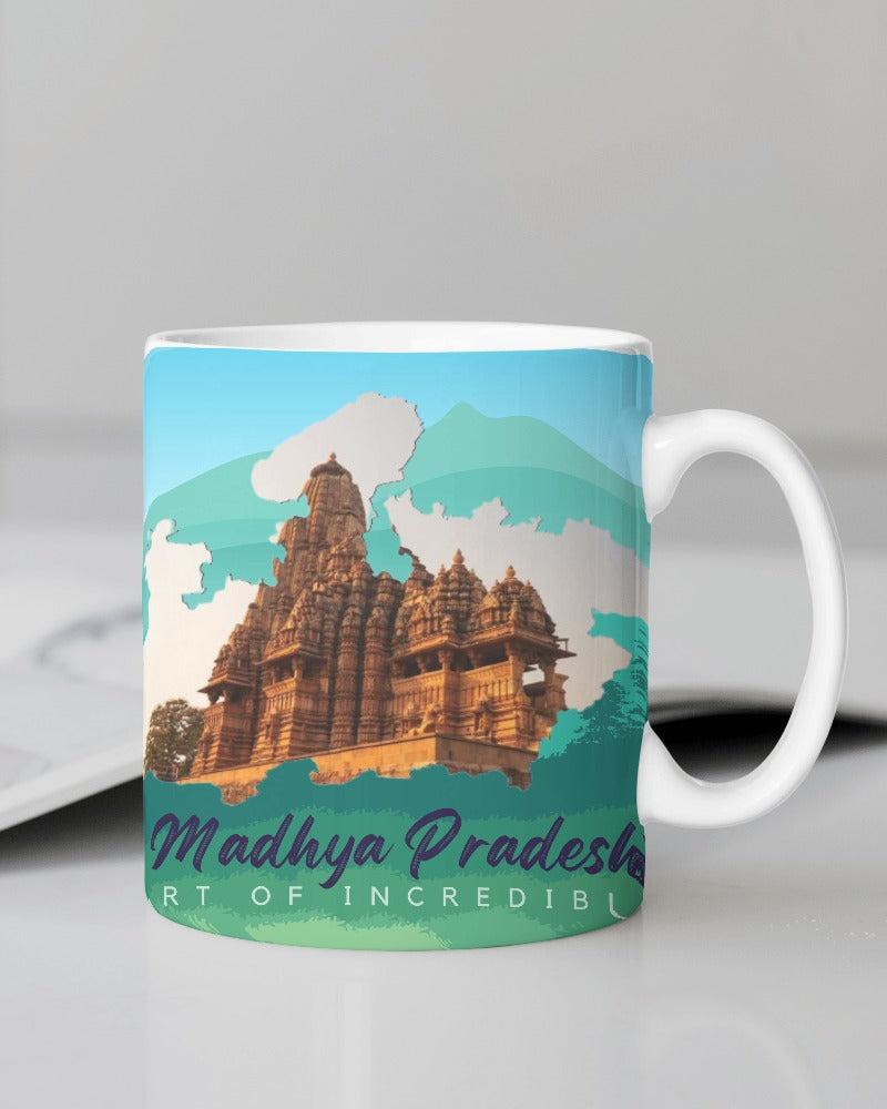 Mug with Madhya Pradesh Map Illustration Print