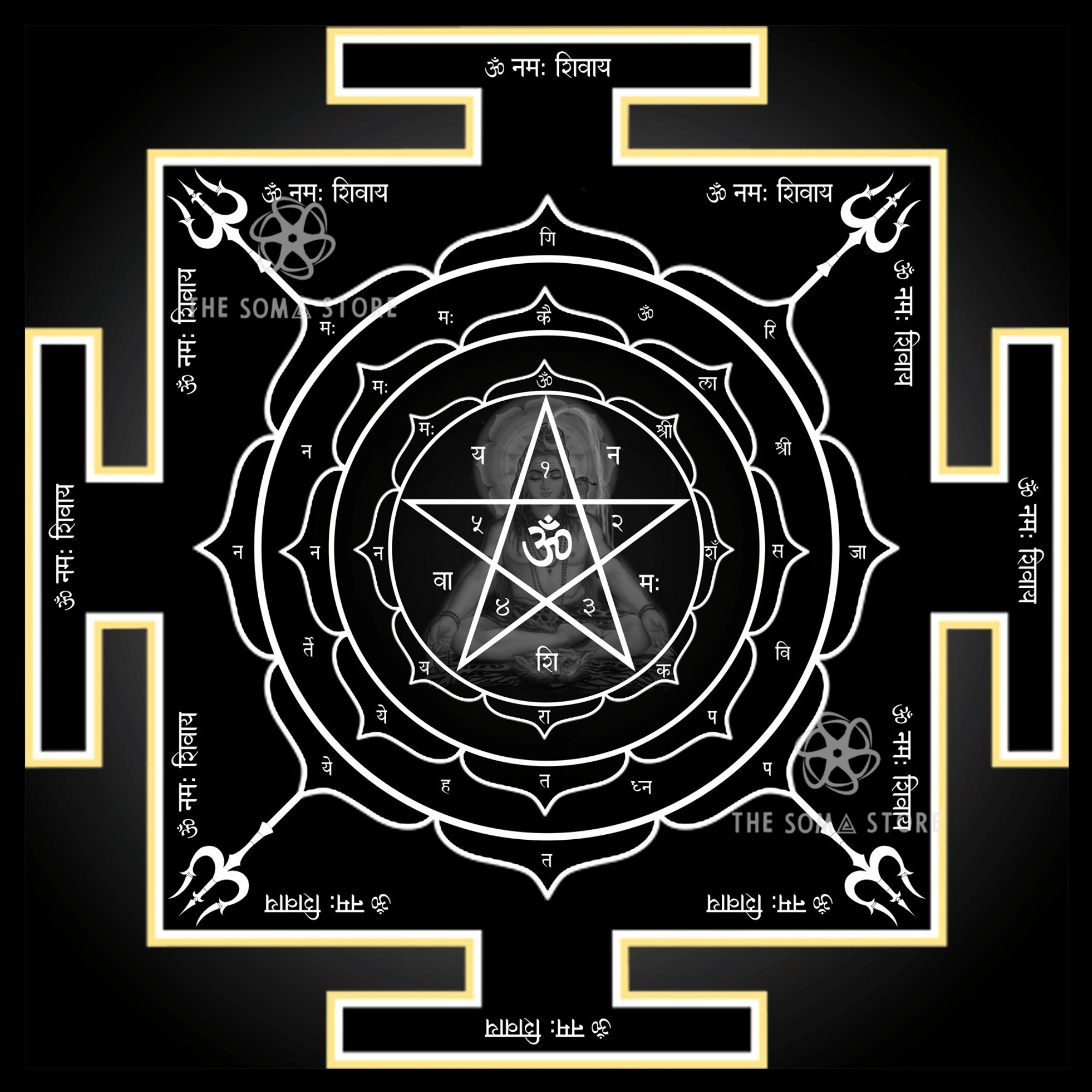 Mahamrityunjaya Yantra - Sacred Geometry of the Great Conqueror of Death, Complete Shiva Mantra Armor & the Supreme Protection Against All Forms of Mortality (14 × 14 in Poster)