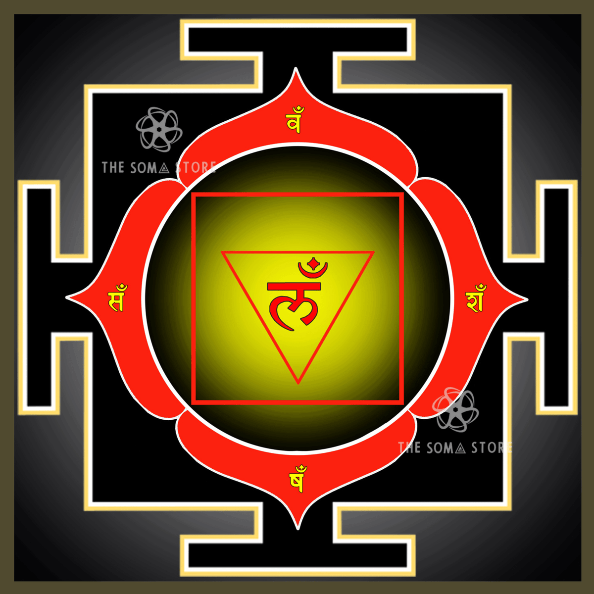 Muladhara Chakra Yantra – The Root of All Being, Sacred Geometry of Earth and Survival (14 × 14 in Poster)