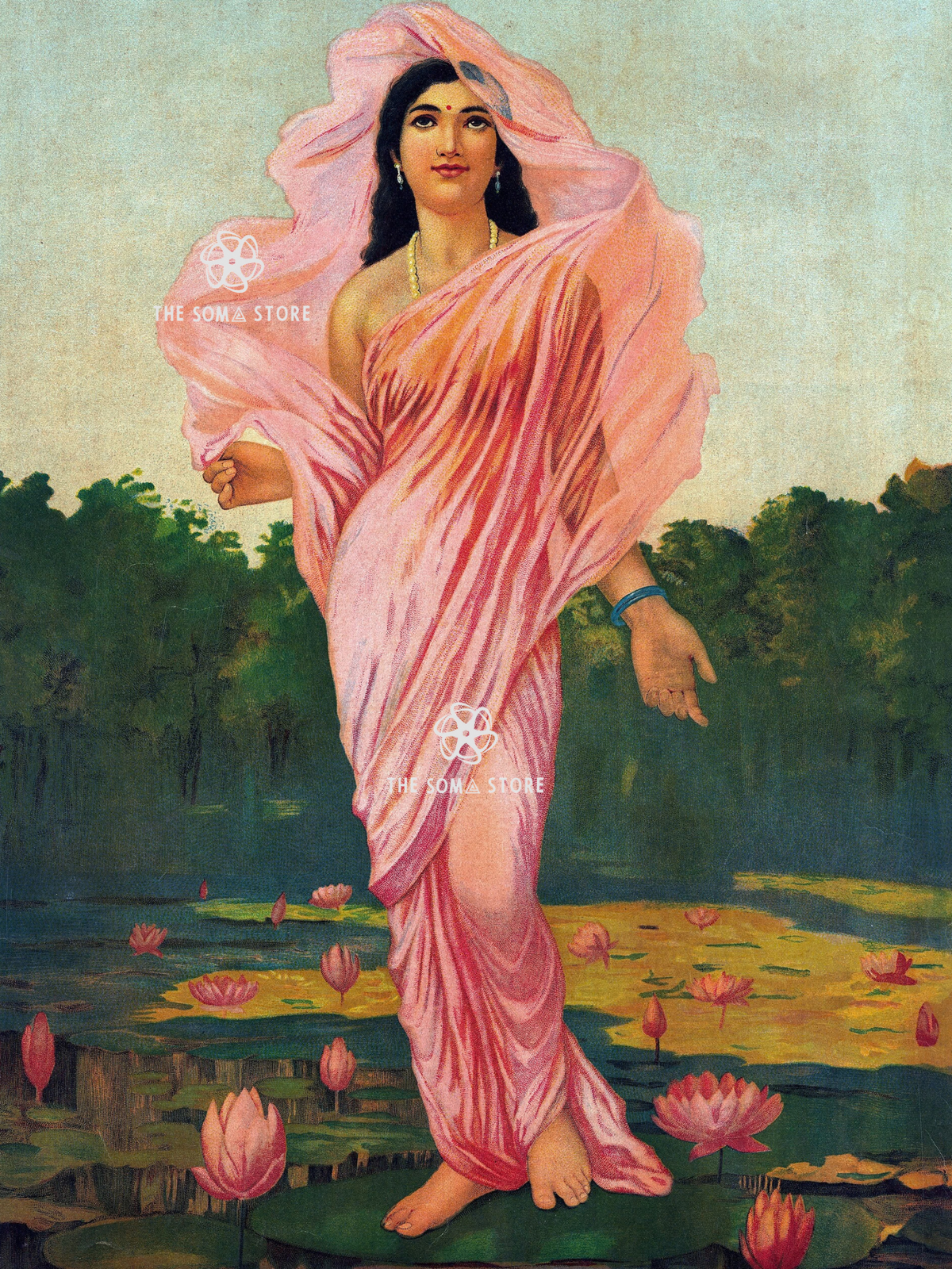 Ravi Varma Three Nymphs Collection - Padmini, Vasantika & Varini (18×24)