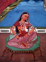 Parvati and Ganesha - Jaipur Miniature Puranic Painting (18 × 24 in Poster)