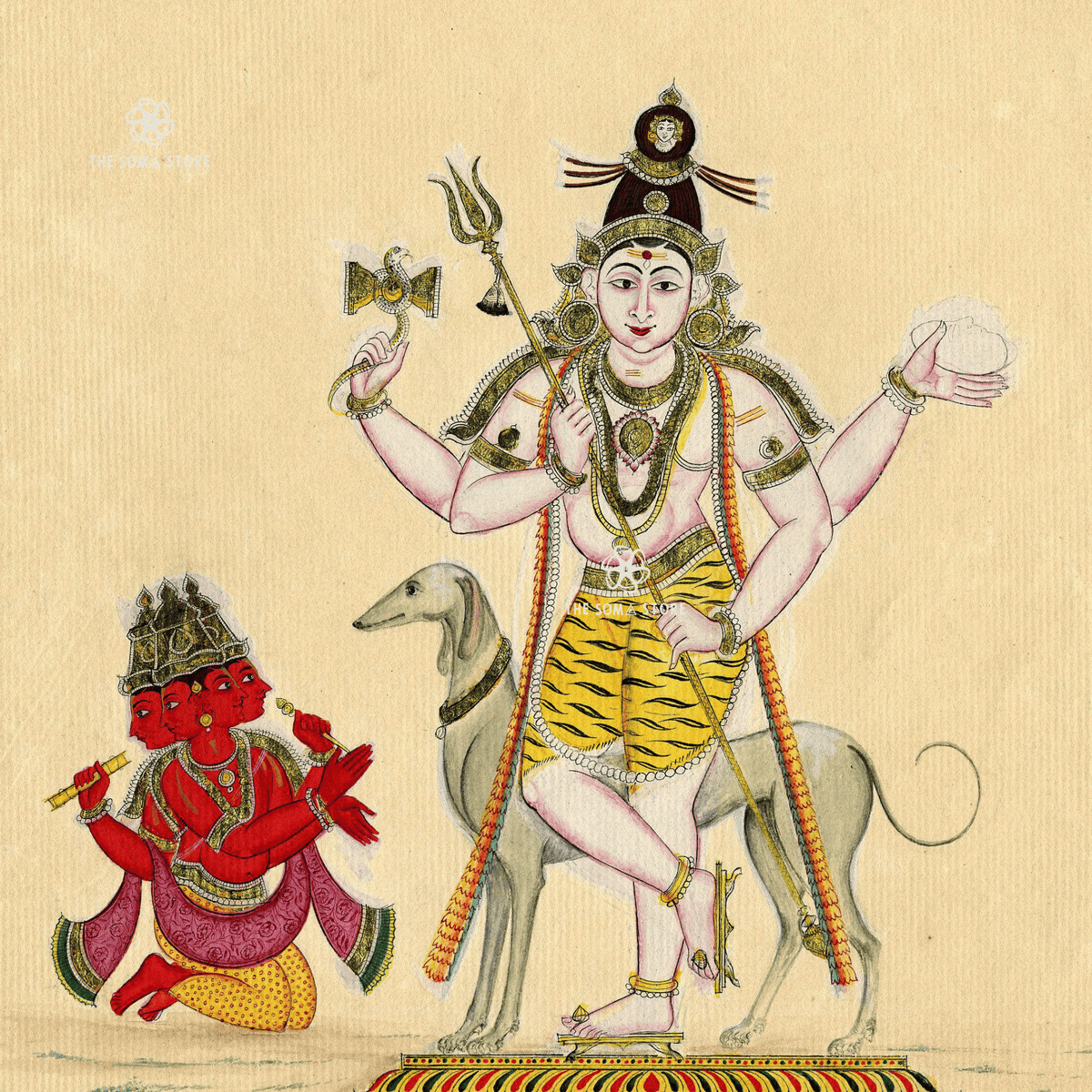 Shiva as Bhairava with Brahma - Tantric Form of the Divine (14 × 14 in Poster)