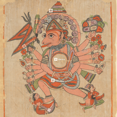 Hanuman in His Tantric Five-Headed Pañcha-Mukha Form (14×14 in Poster)