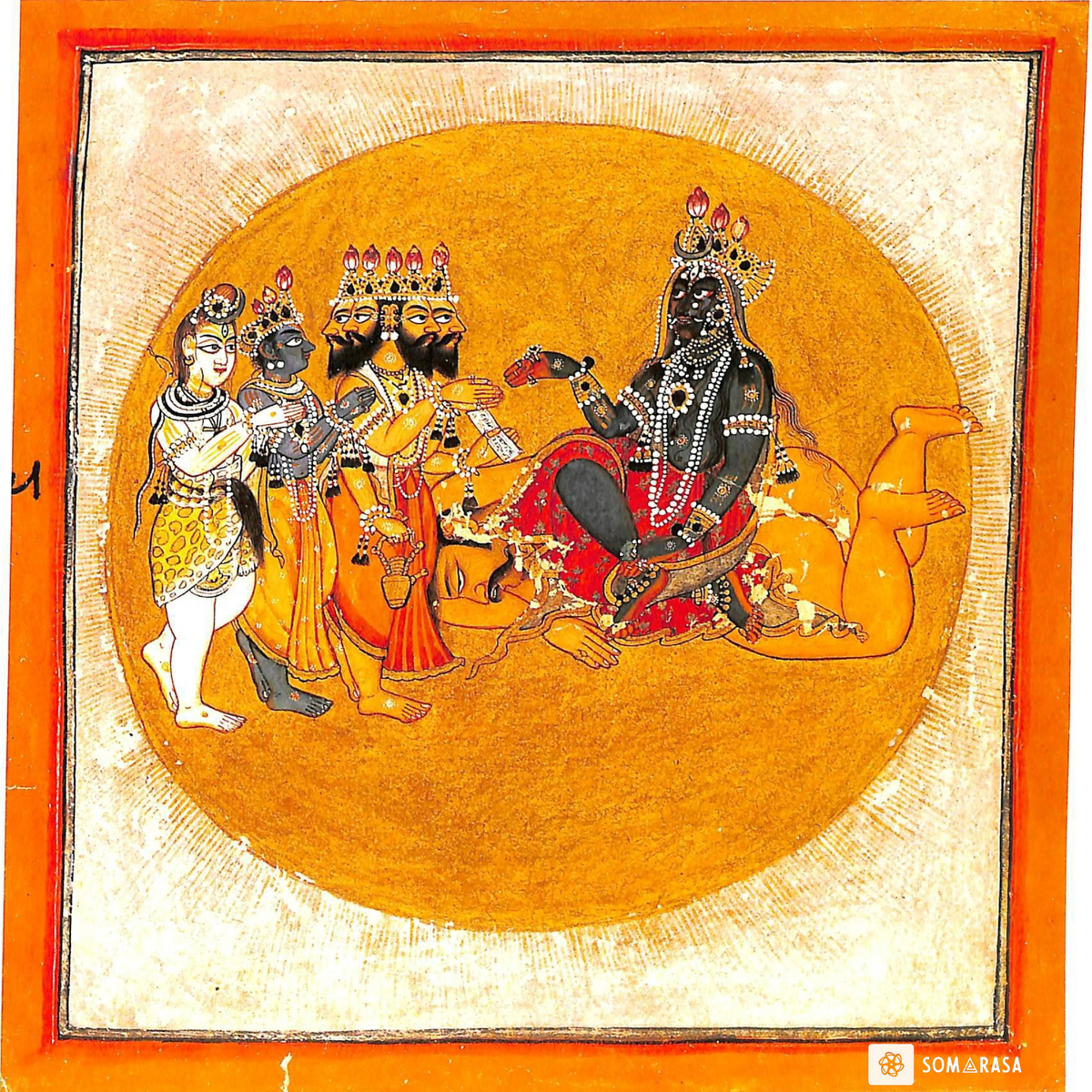 Trinity Worshipping Kali – 14x14 Art Poster