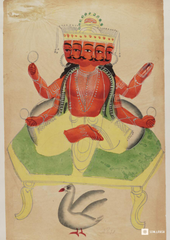 Brahma on Hamsa – Kalighat Painting Reprint (A3 Poster)
