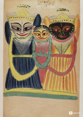 Jagannath, Balabhadra, and Subhadra – Kalighat Painting Reprint (A3 Poster)