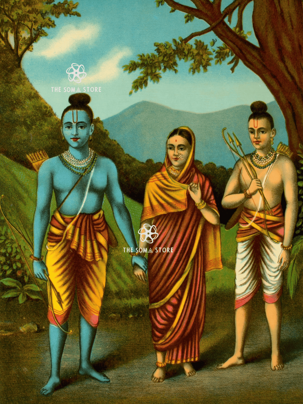 Rama Sita Lakshmana in Exile - Fine Art Print (18×24)