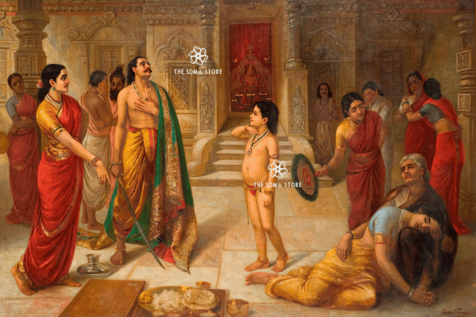 Rukmangada and Mohini - Raja Ravi Varma Puranic Painting (16 × 24 in Poster)