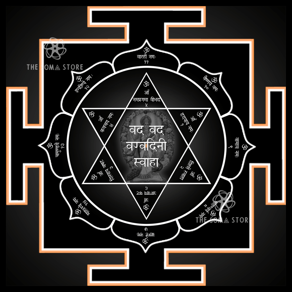 Sarasvati Yantra - Sacred Geometry of the Goddess of Knowledge, Divine Speech & the Infinite Flow of Creative Intelligence (14 × 14 in Poster)