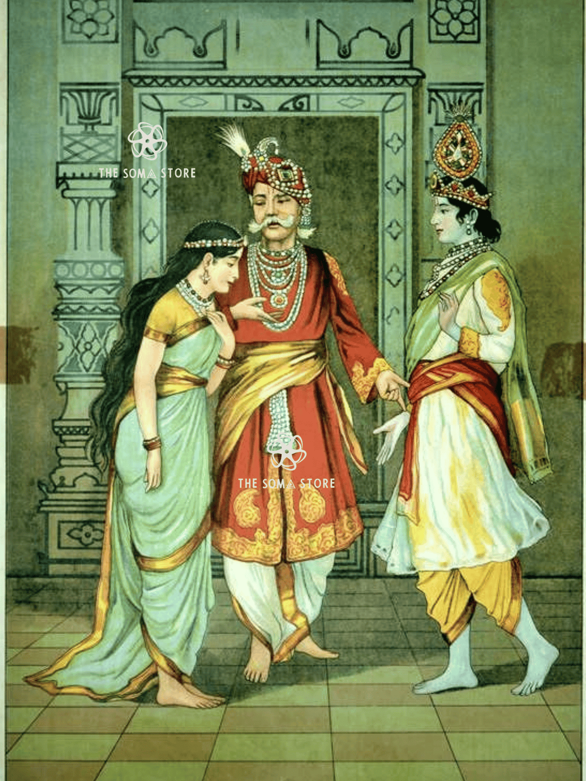 Marriage of Satyabhama - Raja Ravi Varma Puranic Painting (18 × 24 in Poster)