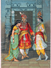 Marriage of Satyabhama - Raja Ravi Varma Puranic Painting (18 × 24 in Poster)