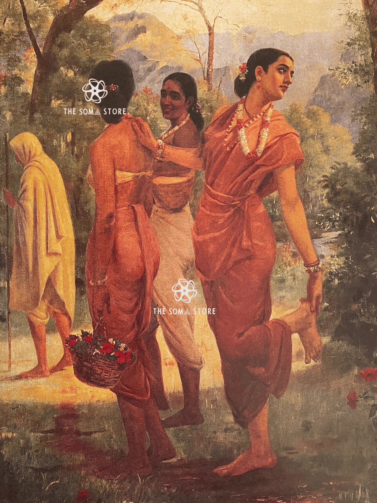 Shakuntala Removing a Thorn by Raja Ravi Varma Print (18×24)