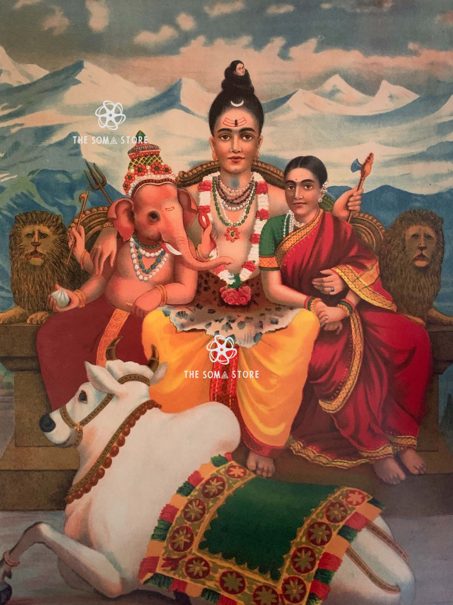 Shri Shankara Shiva Family - Chitrashala Press Print (18×24)