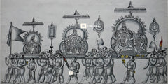 Temple Procession of Srirangam - Company School Puranic Painting (12 × 24 in Poster)