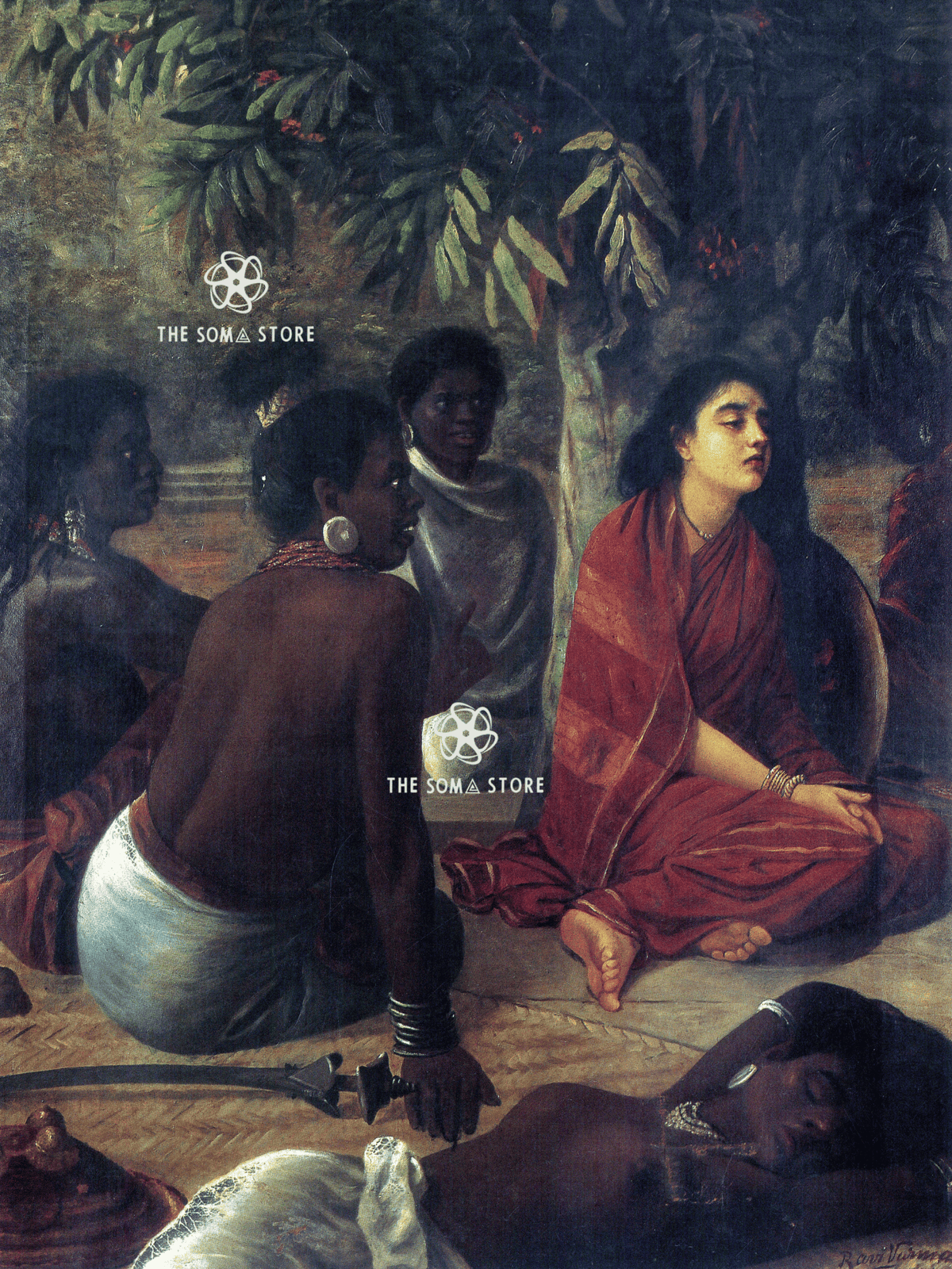 Sita in Ashoka Grove by Raja Ravi Varma - Fine Art Print (18×24)