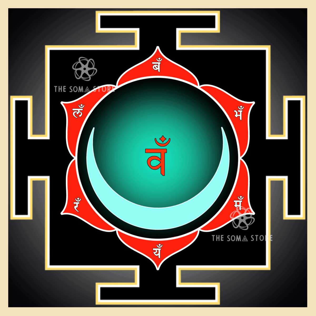 Swadhishthana Chakra Yantra – Sacred Geometry of Water, Desire & Creative Flow (14 × 14 in Poster)