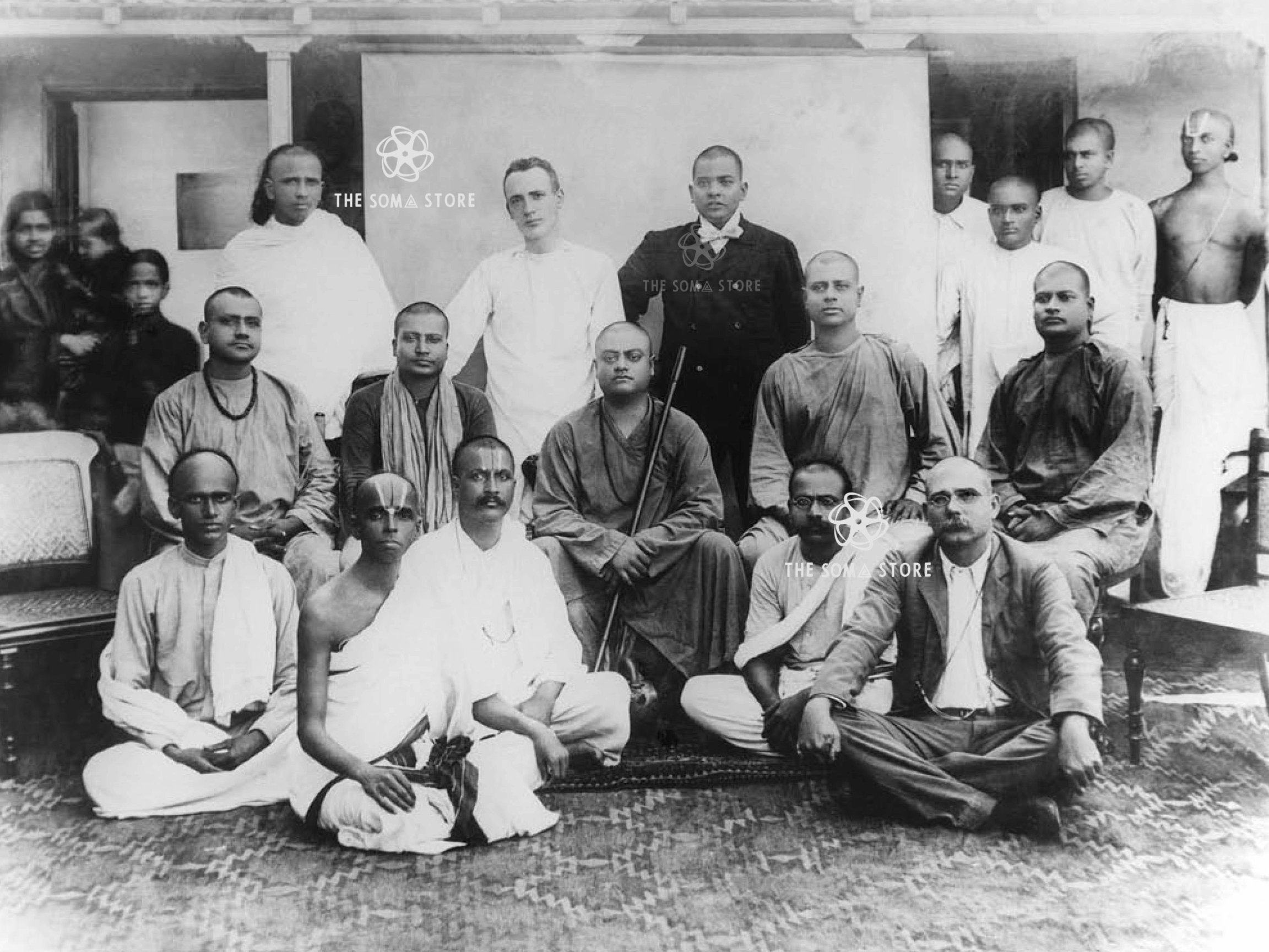 Swami Vivekananda with Chennai Devotees - Historical Group Portrait (18 × 24 in Poster)