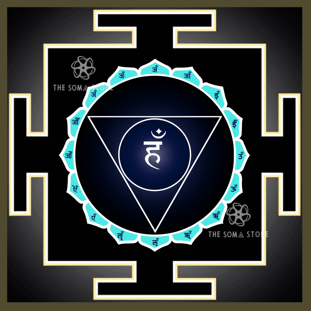 Vishuddha Chakra Yantra - Sacred Geometry of Ether, Truth & the Purified Voice (14 × 14 in Poster)