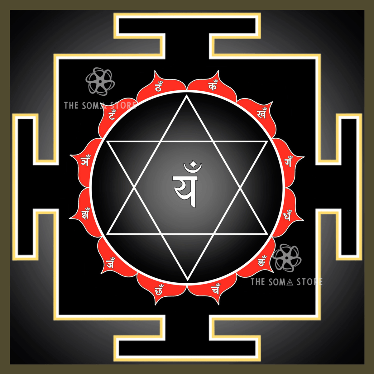 Anahata Chakra Yantra - Sacred Geometry of Air, Love & the Unstruck Sound (14 × 14 in Poster)