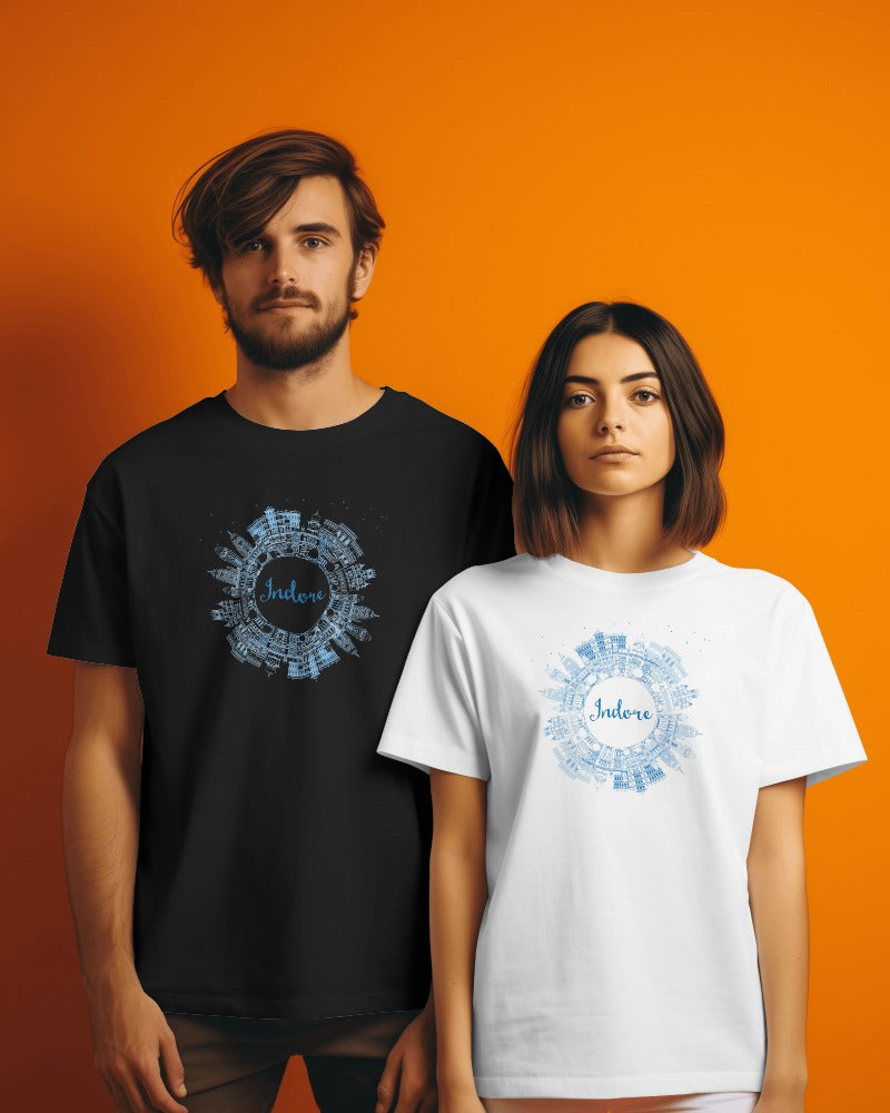 Pure Cotton Unisex T-Shirt - Indore Skyline Circular