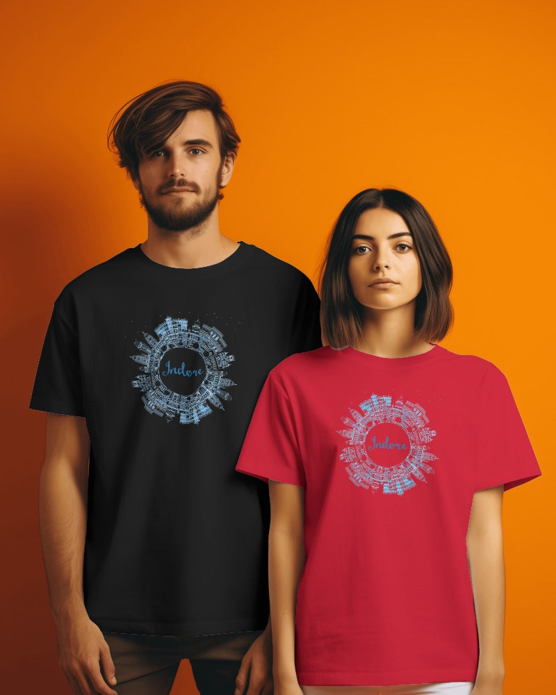 Pure Cotton Unisex T-Shirt - Indore Skyline Circular