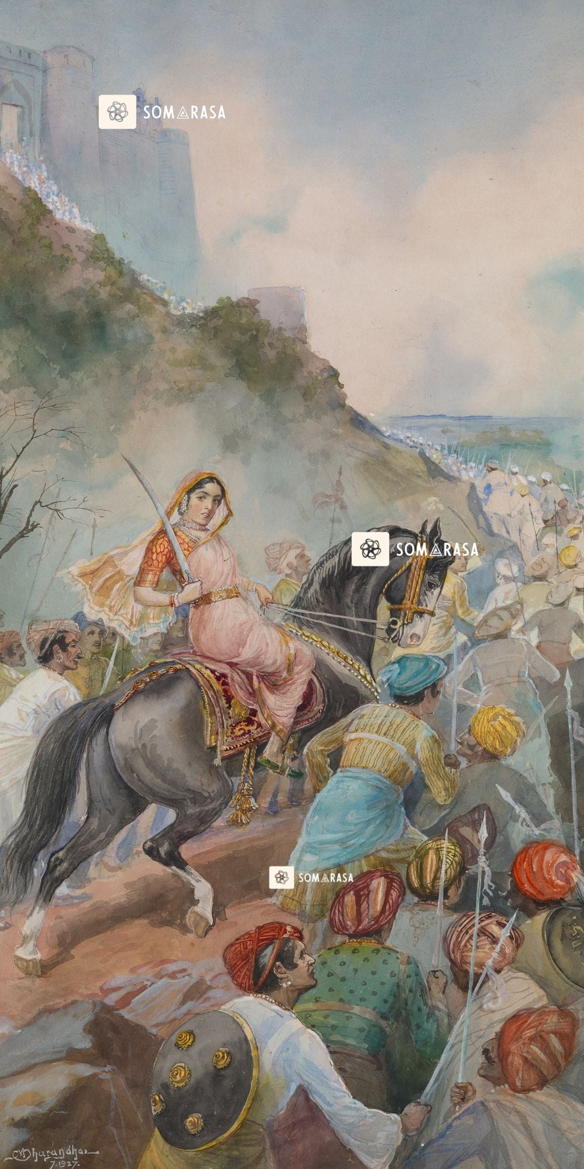 Maharani Tarabai of Karvir - M.V. Dhurandhar Historical Painting (16 × 24 in Poster)