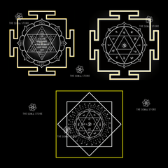 Ganesh Yantra Collection - Three Sacred Forms of the Remover of Obstacles, Complete Mantra System & the Supreme Auspicious Grace of Lord Ganesha (14 × 14 in Poster)