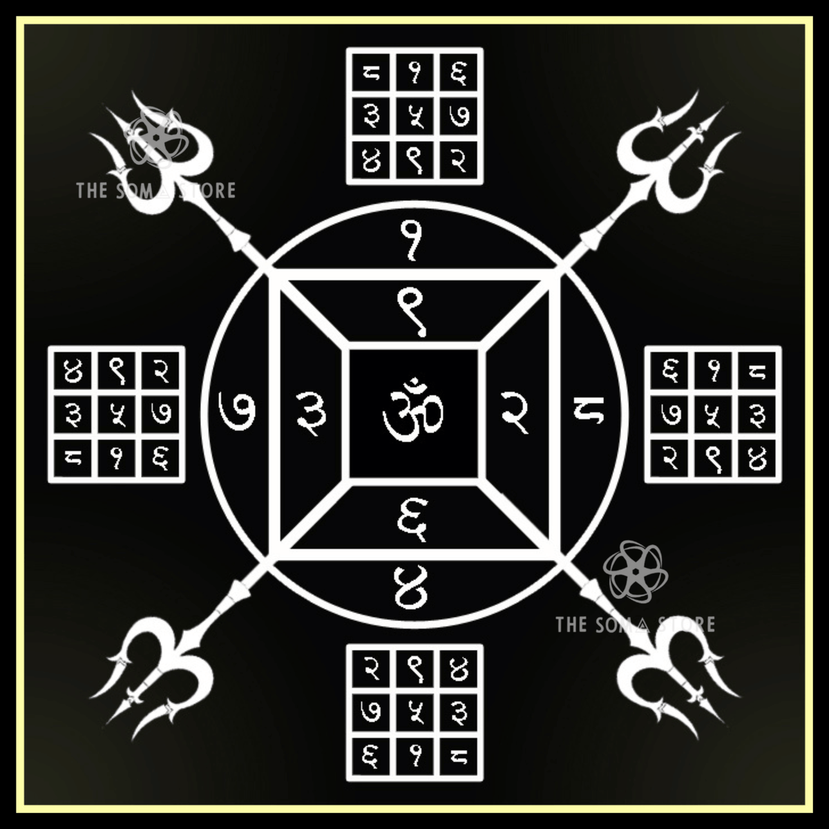 Trishul Bisa Yantra - Sacred Geometry of Shiva’s Trident, Protective Power & the Mystical Force of the Bisa Matrix (14 × 14 in Poster)